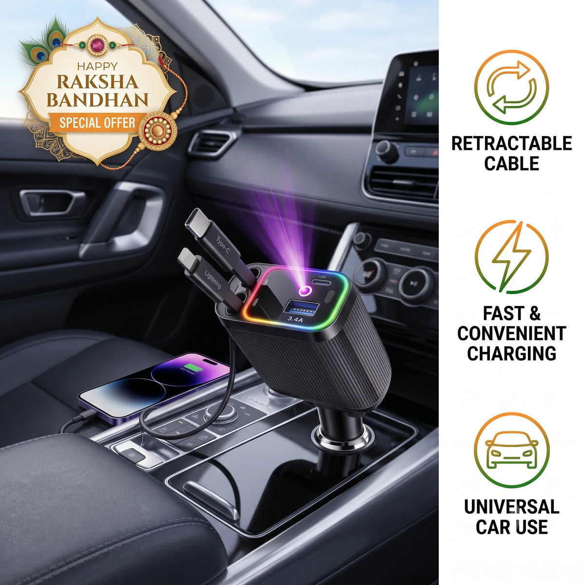 CarChargePro™ – 4-in-1 - 120W Fast Charging