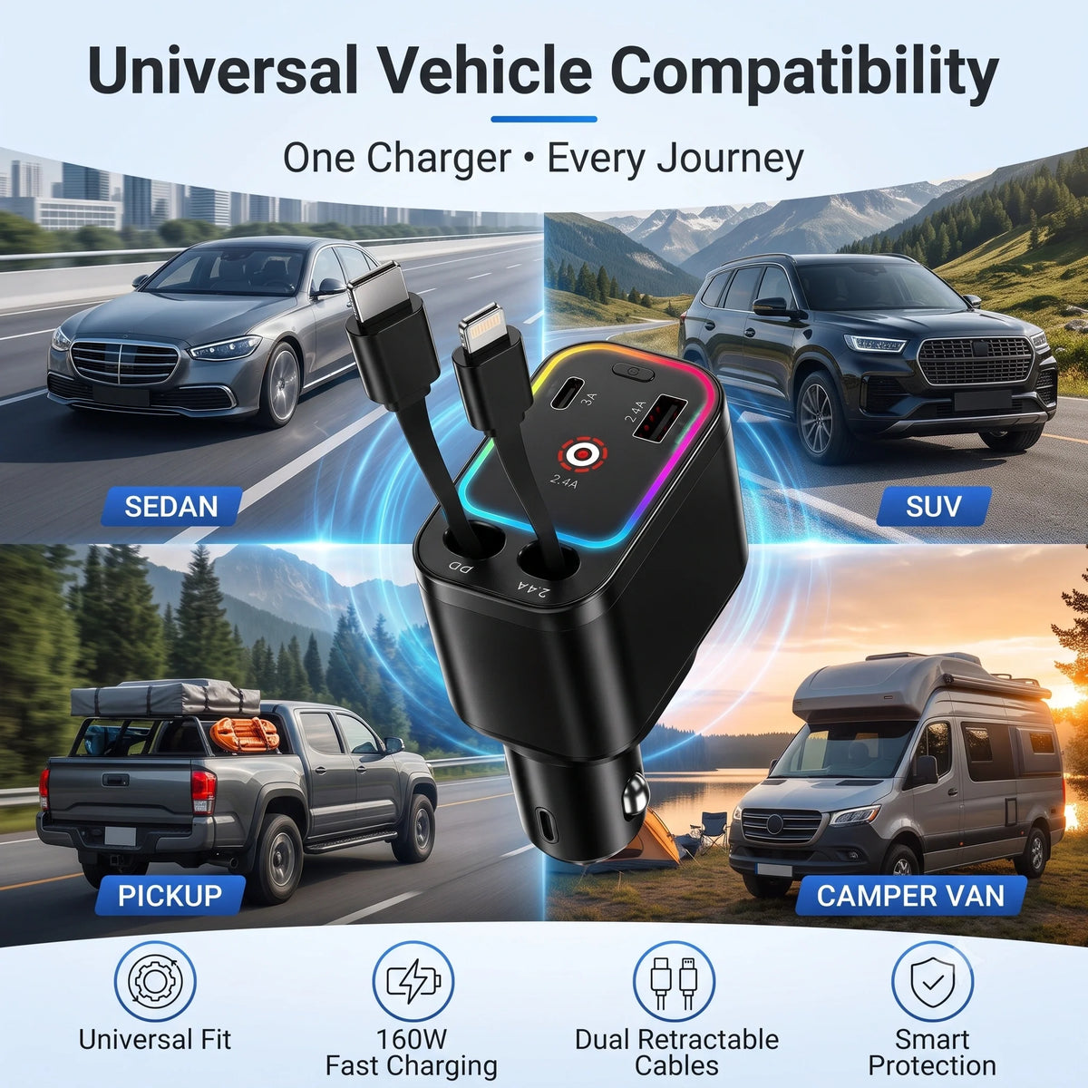 CarChargePro™ – 4-in-1 - 120W Fast Charging