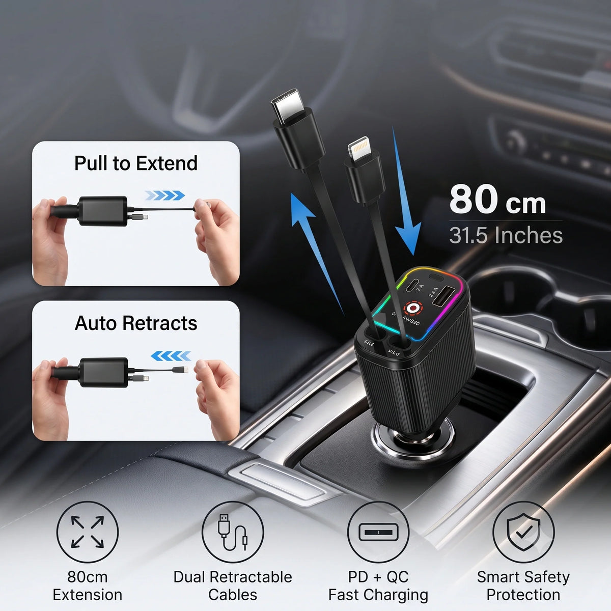 CarChargePro™ – 4-in-1 - 120W Fast Charging